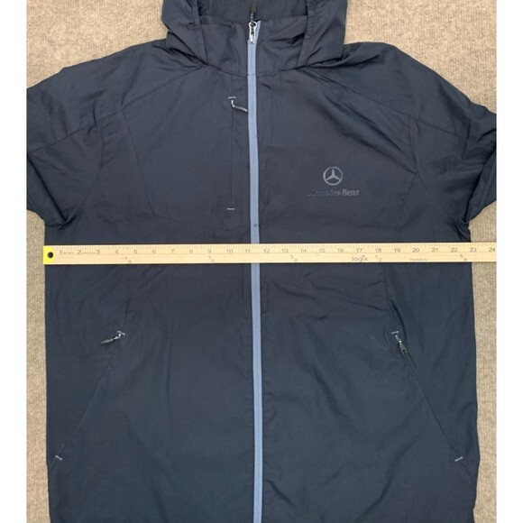 Mercedes-Benz Jacket Mens M Lightweight Hooded Black Windbreaker Zip-Up - Picture 7 of 10